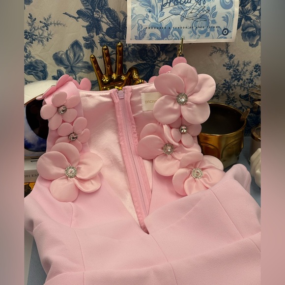 🆕 BRONX & BANCO 🧿 NWOT Estelle Floral Mini Dress, Blush Pink - Sz M US 6 - Picture 15 of 17